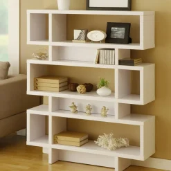 MARFA Bibliothèques En Bois|Bibliothèques En Bois|Bibliothèque design blanche niches rectangulaires