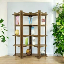 Maori Bibliothèques En Bois|Bibliothèques En Bois|Bibliothèque Etagère Hévéa 5 plateaux 125x37x170cm