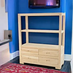 Niagara Bibliothèques En Bois|Bibliothèques En Bois|Bibliothèque Hévéa 4 tiroirs, 2 étagères 100x40x118cm