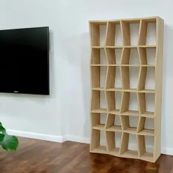 Baltic Bibliothèques En Bois|Bibliothèques En Bois|Bibliothèque ouverte Hévéa 24 niches effet ZigZag 100x30x190cm