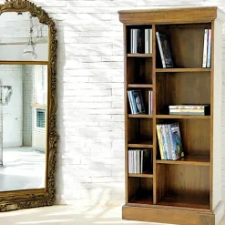 Tradition Bibliothèques En Bois|Bibliothèques En Bois|Bibliothèque ouverte Hévéa 10 niches - 4 grandes, 6 petites - 52x25x109,9cm