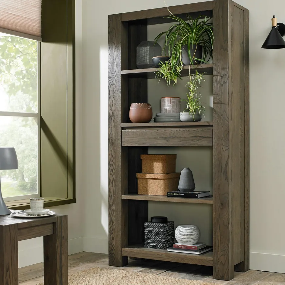 ALLEN Vaisseliers En Chêne|Vaisseliers En Chêne|Bibliothèque étagère en bois de chêne fumé