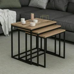 JENA Bibliothèques En Métal|Bibliothèques En Métal|Bibliothèque étagère noire, 5 plateaux effet chêne clair