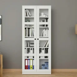 SALTA Bibliothèques En Bois|Bibliothèques En Bois|Bibliothèque vitrine noire, 6 étagères réglables