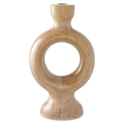 Objets Décoration·Lanternes / Photophores|Bougeoir déco en céramique - forme anneau sculptural, beige brun