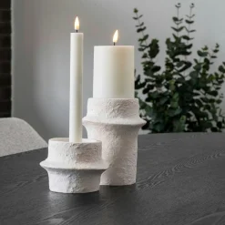 Objets Décoration·Lanternes / Photophores|Bougeoir en ciment brut (lot de 2) - design organique, 2 hauteurs