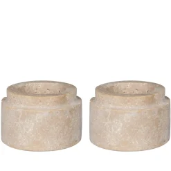 Objets Décoration·Lanternes / Photophores|Bougeoir en travertin naturel (lot de 2) - style contemporain