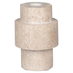 Objets Décoration·Lanternes / Photophores|Bougeoir en travertin naturel - silhouette graphique à reliefs