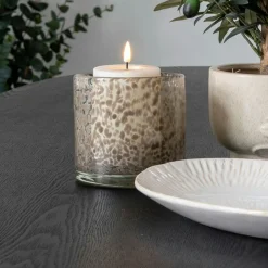 Objets Décoration·Lanternes / Photophores|Bougeoir rond en verre moucheté brun