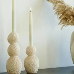 Objets Décoration·Lanternes / Photophores|Bougeoirs en ciment (lot de 2) - forme organique, coloris naturel