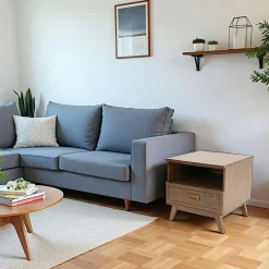 Sixties Bouts De Canapé En Bois|Bout de canapé / Chevet Hévéa 1 tiroir, 1 niche 50x50x50cm