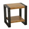 Docker Bouts De Canapé Industriels|Bouts De Canapé En Métal|Bout de canapé / Table d'appoint hévéa recyclé naturel et métal noirci 2 plateaux 50X40X50cm