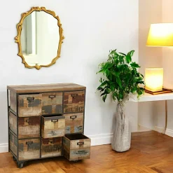 Loft / Loft Colors Tables De Chevet Industrielles|Bout de Canapé / Table de Chevet à roulettes 1 tiroir, double plateaux en Hévéa recyclé coloré et métal 50x50x55cm LOFT COLORS