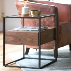 TORONTO Bouts De Canapé En Bois|Bout de canapé bois de noyer verre