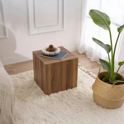 MARFA Bouts De Canapé En Bois|Bout de canapé cube effet marbre blanc - style design