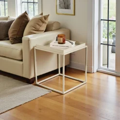 SFAX Bouts De Canapé En Métal|Tables Basses Carrées|Bout de canapé cube noir – plateau mobile, style design