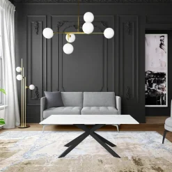 OTTAWA Univers Déco·Design Contemporain|Bout de canapé design en céramique blanche marbrée