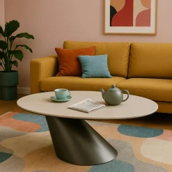 GIULIA Bouts De Canapé En Métal|Bout de canapé en céramique blanche