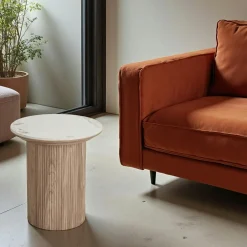 PRATO Bouts De Canapé En Bois|Bout de canapé en céramique effet marbre Ø45 cm