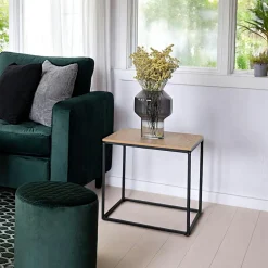 TALLINN Bouts De Canapé En Bois|Bouts De Canapé En Métal|Bout de canapé minimaliste noir - forme cube design