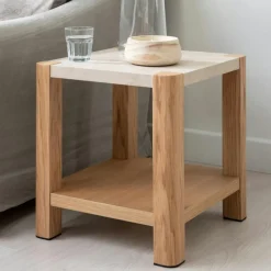 TREVI Bouts De Canapé En Bois|Bout de canapé moderne 2 plateaux