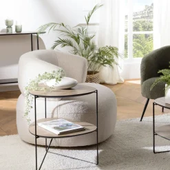 Landaise Bouts De Canapé En Bois|Bout de canapé organique double plateau