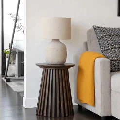 AMSTERDAM Bouts De Canapé En Bois|Tables Basses Rondes|Bout de canapé rond en chêne clair avec piètement baguette ø40 cm