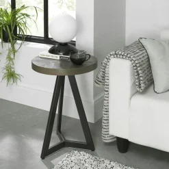 ARLINGTON Bouts De Canapé En Bois|Bout de canapé rond en marqueterie de chêne