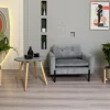 Univers Déco·Scandinave Hygge|Bout de canapé rond pieds bois et plateau béton D65xH57cm