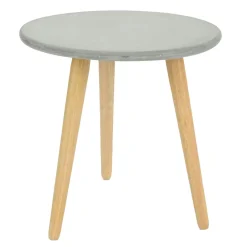 Univers Déco·Scandinave Hygge|Bout de canapé rond pieds bois et plateau béton D65xH57cm
