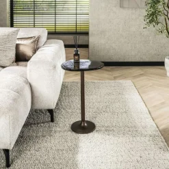 LAGUNA Bouts De Canapé Design|Bout de canapé verre – finition cuivre antique, 60 cm