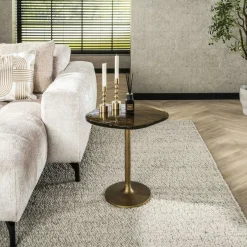 LAGUNA Bouts De Canapé Design|Bout de canapé verre – finition cuivre antique, 60 cm