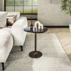 LAGUNA Bouts De Canapé Design|Bout de canapé verre – finition cuivre antique, 60 cm