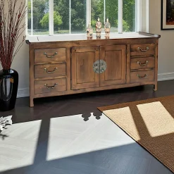 Maori Buffets En Bois|Buffets En Bois|Buffet / Enfilade Chinois Hévéa 2 portes, 6 tiroirs 145x45x65cm