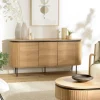 JINAN Buffets Contemporains|Buffets Contemporains|Buffet 3 portes bords arrondis bois décor strié