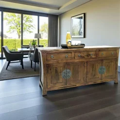 Maori Buffets En Bois|Buffets En Bois|Buffet 3 tiroirs 4 portes hévéa 135cm