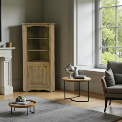 Tradition Vaisseliers En Bois|Vaisseliers En Bois|Buffet / Vaisselier d'angle Hévéa 1 porte, 3 niches 96x60x190cm