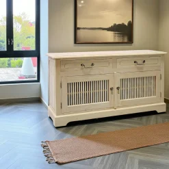 Maori Buffets En Bois|Buffets En Bois|Buffet bas 2 portes 2 tiroirs hévéa 120x40x65cm