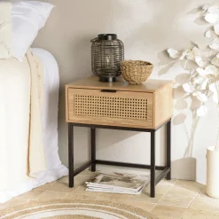 PALMA Buffets Scandinaves|Buffets Scandinaves|Buffet bas 3 portes cannage naturel pieds métal