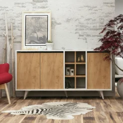 MARFA Buffets Contemporains|Buffets Contemporains|Buffet blanc moderne avec niches décoratives