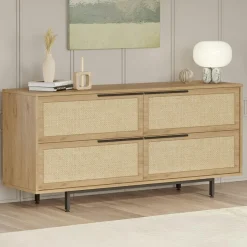 VAREN Buffets Contemporains|Buffets Contemporains|Buffet bohème 4 portes, cannage et ouverture frontale
