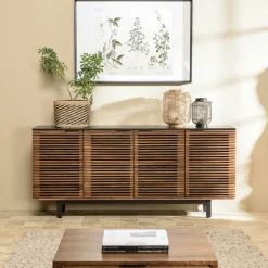 KANHA Univers Déco·Globe-Trotter|Buffets En Bois|Buffet bois exotique 4 portes ajourées