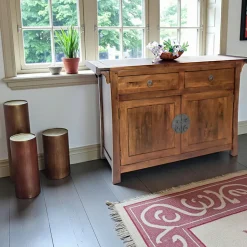 Maori Buffets Bas|Buffet Bas|Buffet Chinois Hévéa 2 portes, 2 tiroirs 120x45x81cm