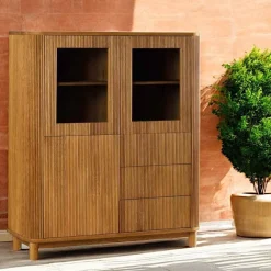 IENA Buffets Contemporains|Buffets Contemporains|Buffet chêne rainuré moderne 2 portes 3 tiroirs