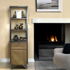 HUDSON Buffets Contemporains|Buffets Contemporains|Buffet contemporain chêne massif encadrement métal noir