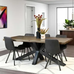 HUDSON Buffets Contemporains|Buffets Contemporains|Buffet contemporain chêne massif encadrement métal noir