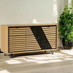 ESSEN Buffets Contemporains|Buffets Contemporains|Buffet design en bois de chêne finition miel, 3 portes
