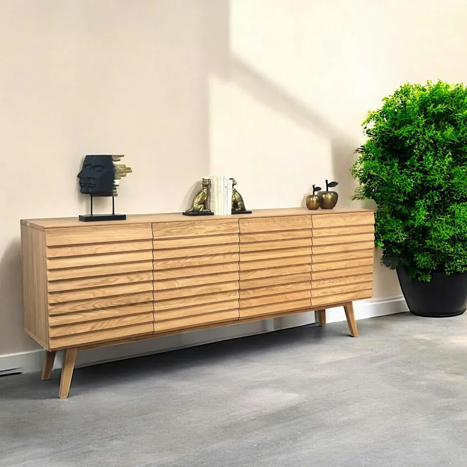 COLOGNE Buffets Contemporains|Buffets Contemporains|Buffet en bois de chêne blanc (4 portes)