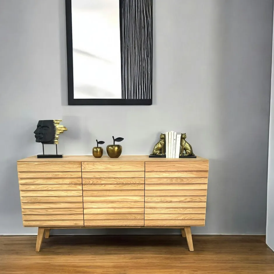 COLOGNE Buffets Contemporains|Buffets Contemporains|Buffet en bois de chêne blanc (4 portes)