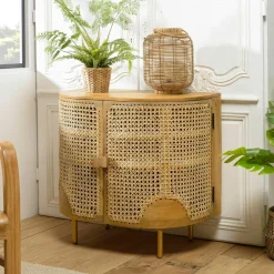 MALAGA Buffets En Bois|Buffets En Bois|Buffet en cannage et bois de manguier 5 portes
